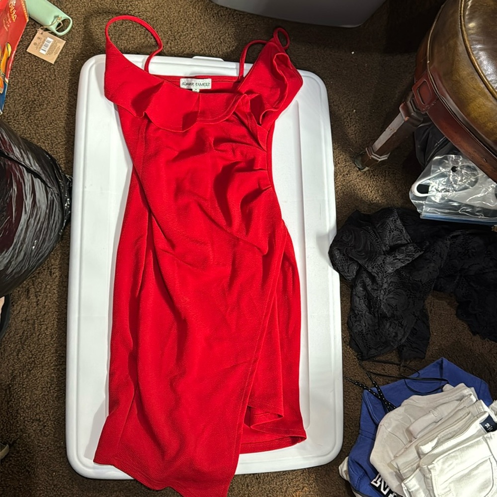 Red shirt dress